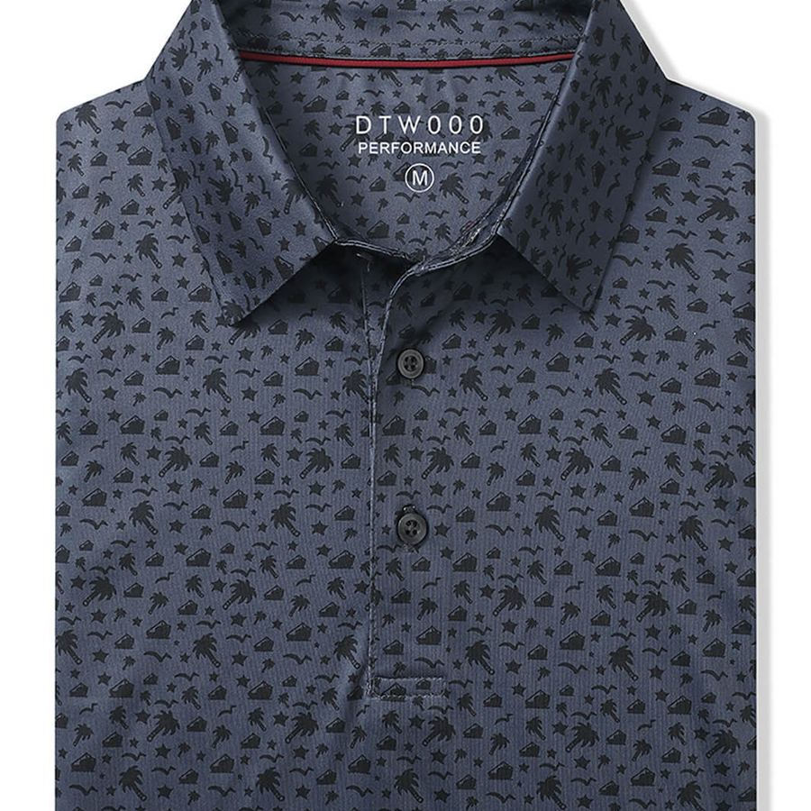 DTWOOO Men's Print Performance Polo – Night Beach